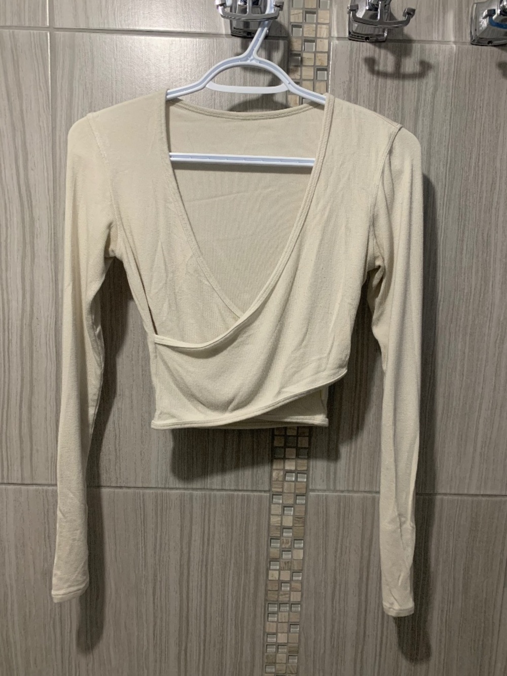 Lululemon Nulu Ribbed Wrap-Front Long Sleeve Top Cream